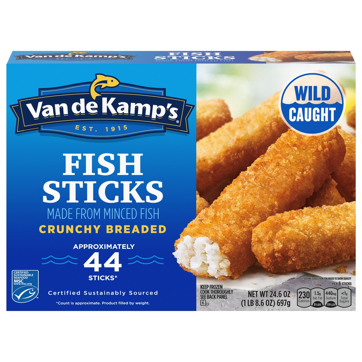slide 1 of 5, Van de Kamp's Crunchy Fish Sticks, 24.6 oz