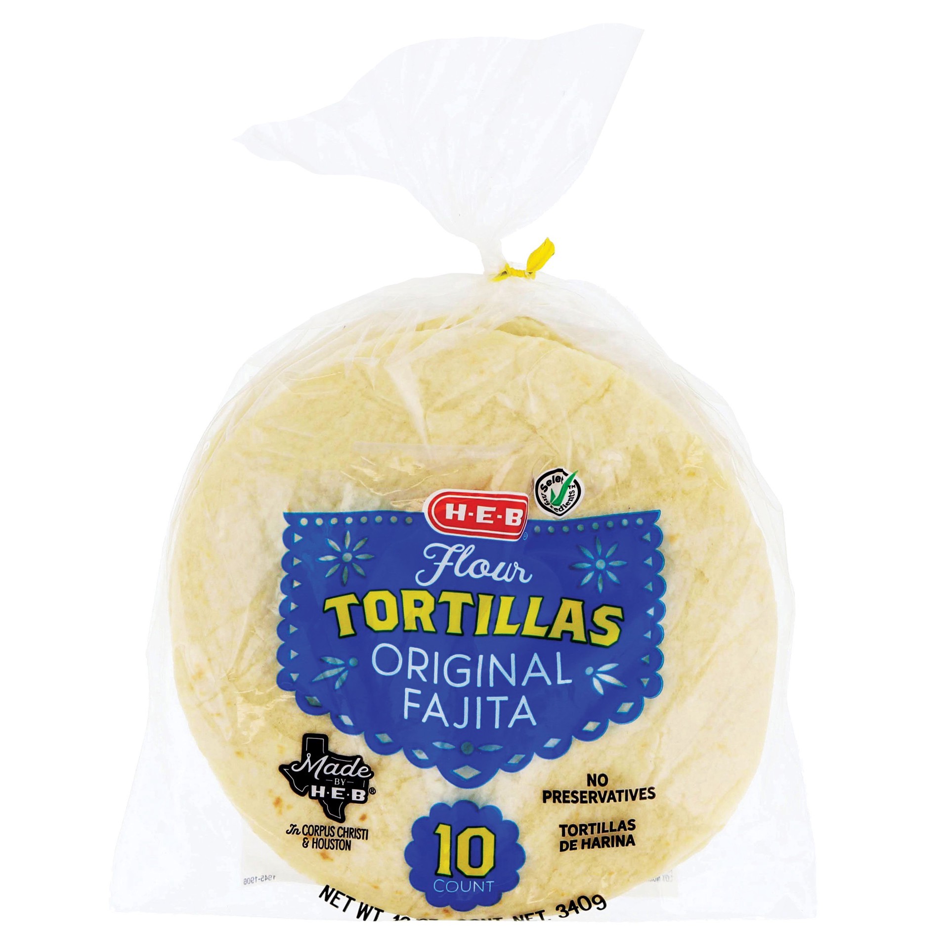 slide 1 of 1, H-E-B Original Flour Tortillas, 10 ct