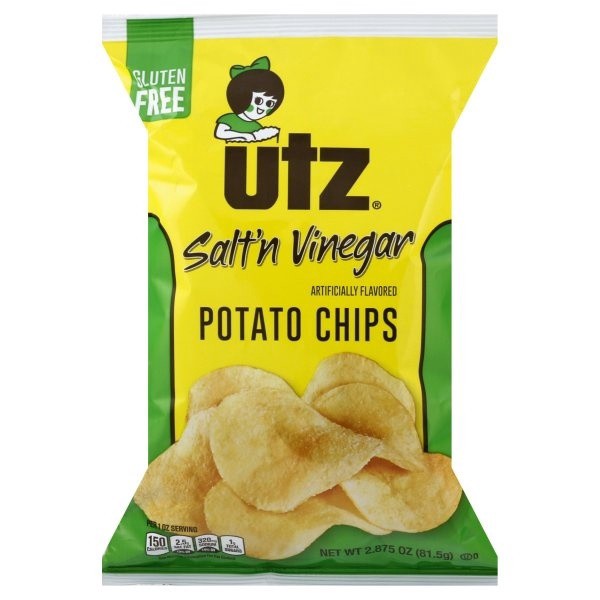 slide 1 of 1, Utz Salt 'n Vinegar Potato Chips, 2.875 oz