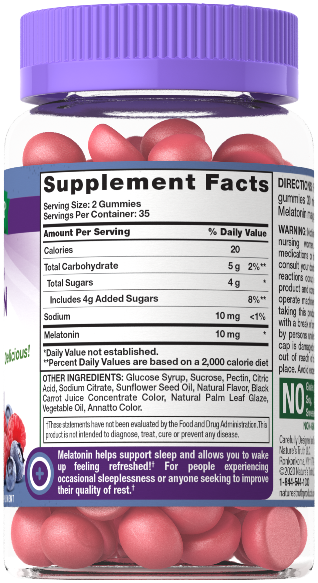 slide 2 of 4, Nature's Truth Nature’s Truth Extra Strength Melatonin Natural Berry Flavor Gummies, 70 ct; 10 mg