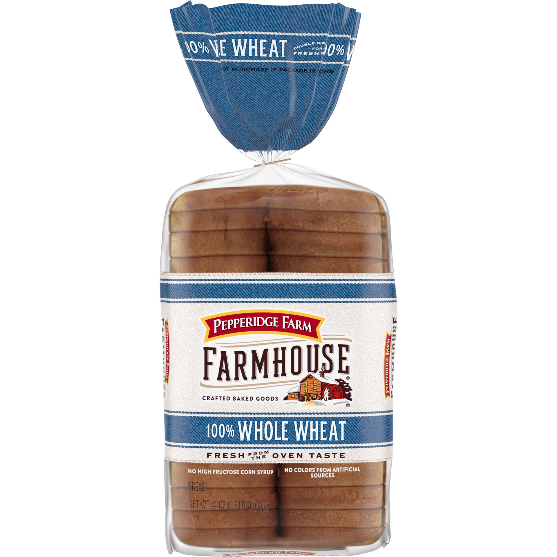 slide 1 of 16, Pepperidge Farm Farmhouse 100% Whole Wheat Bread, 24 Oz Loaf, 24 oz