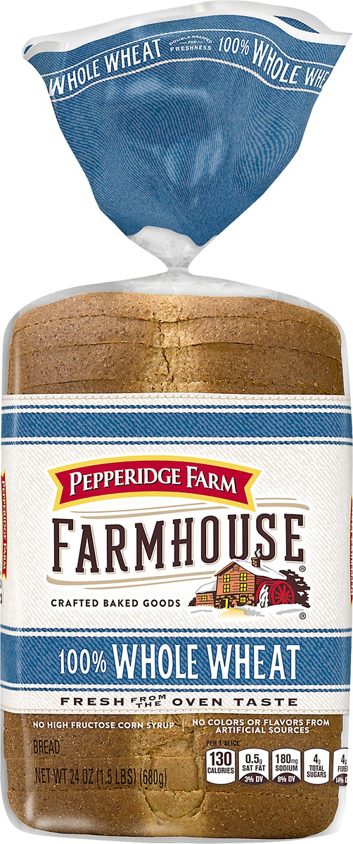 slide 7 of 8, Pepperidge Farm Farmhouse 100% Whole Wheat Bread, 24 oz