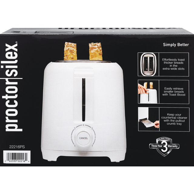 slide 1 of 1, PROCTOR SILEX Proc 22216Ps 2-Slice Toaster White, 1 ct