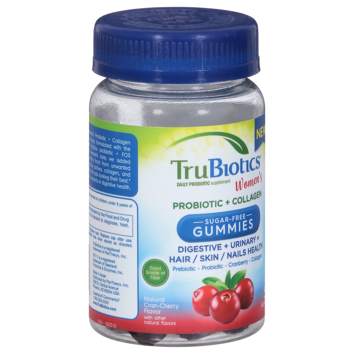 slide 2 of 9, TruBiotics Gummies Women's Sugar-Free Natural Cran-Cherry Flavor Probiotic + Collagen 50 ea, 50 ct