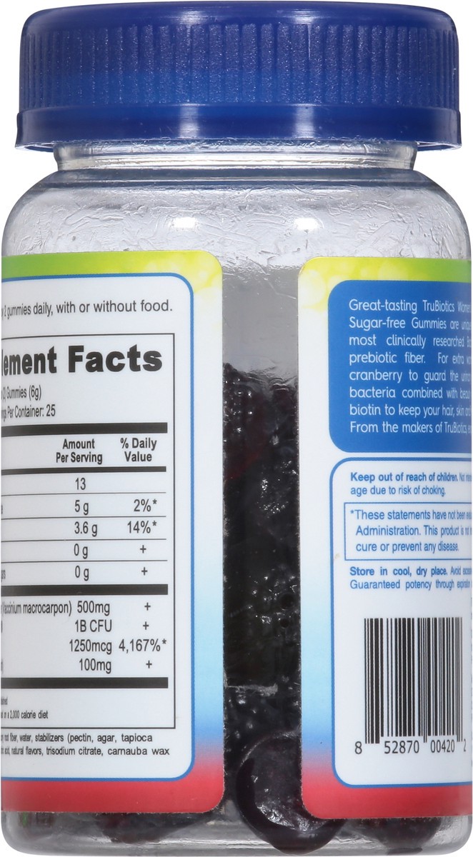 slide 6 of 9, TruBiotics Gummies Women's Sugar-Free Natural Cran-Cherry Flavor Probiotic + Collagen 50 ea, 50 ct