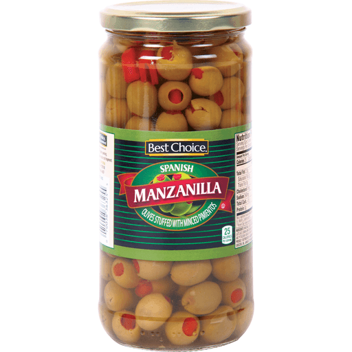 slide 1 of 1, Best Choice Thrown Stuffed Manzanilla Olives, 15 oz