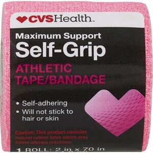 slide 1 of 1, Cvs Health Maximum Support Self Grip Athletic Bandage, 2In. X 70In., Pink, 1 ct