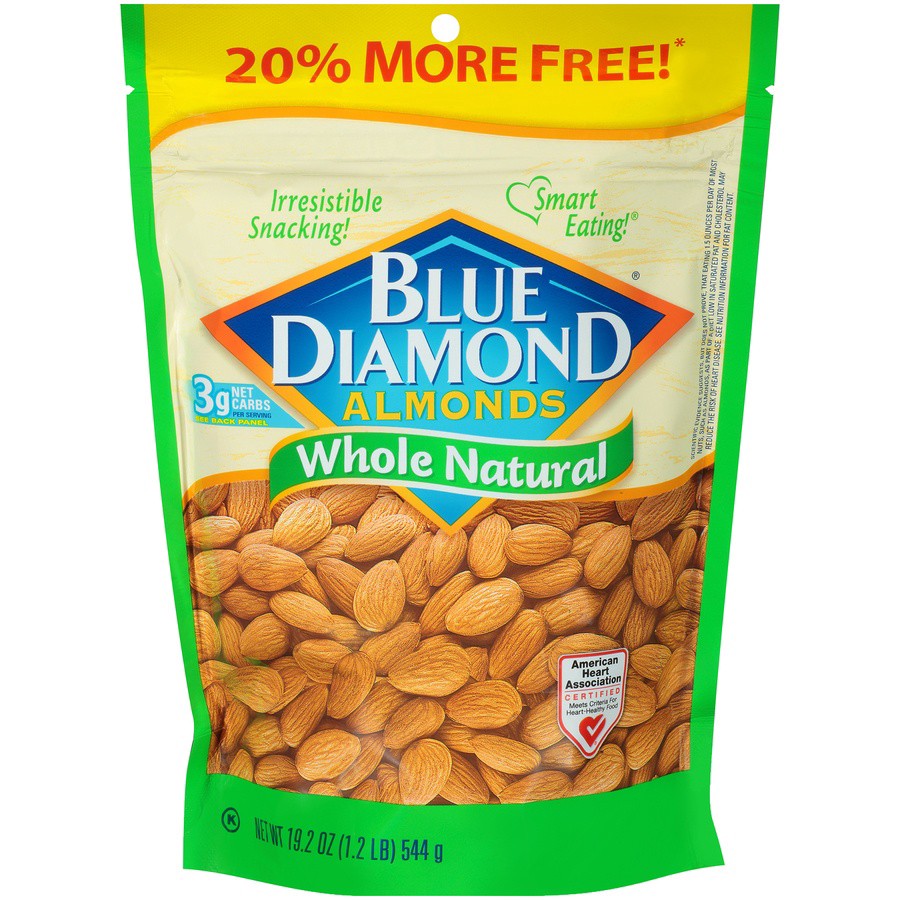 slide 1 of 6, Blue Diamond Almonds Whole Nat Bonus, 19.2 oz