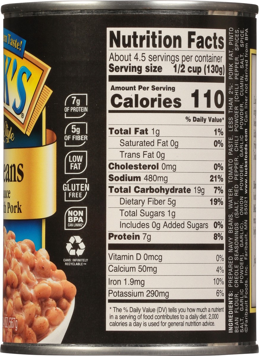 slide 6 of 9, Luck's Southern Style Navy Beans in Creole Sauce Seasoned with Pork 20 oz, 20 oz