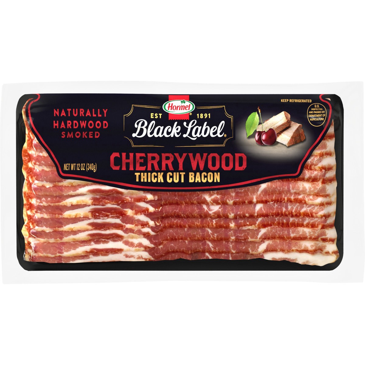 slide 1 of 6, Hormel Black Label Thick Cut Cherrywood Bacon 12 oz, 12 oz