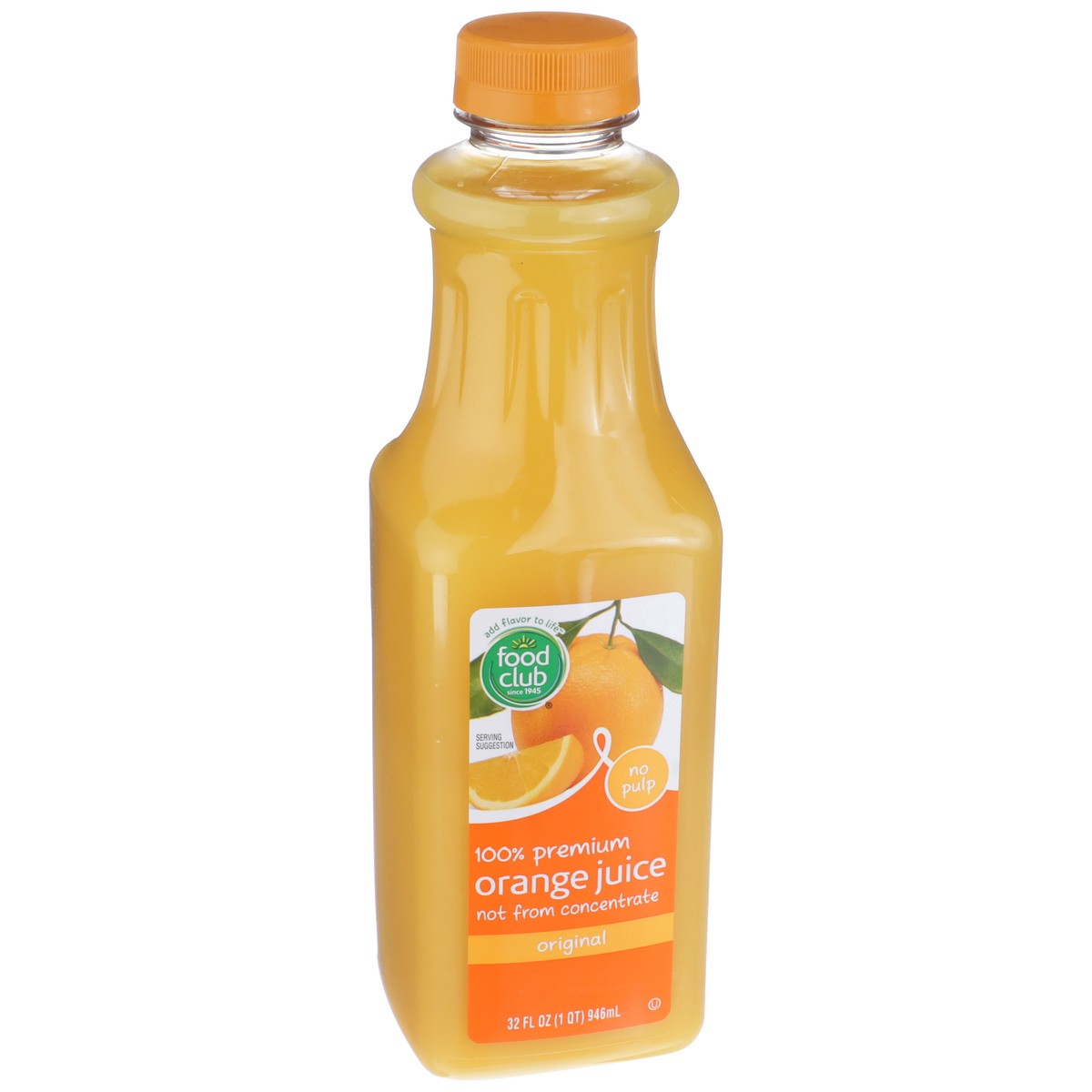 slide 5 of 9, Food Club Original No Pulp 100% Premium Orange Juice - 32 oz, 32 oz