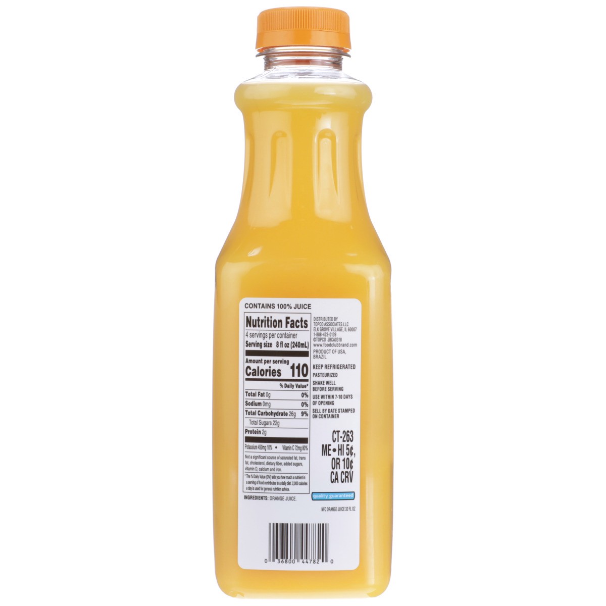 slide 8 of 9, Food Club Original No Pulp 100% Premium Orange Juice - 32 oz, 32 oz