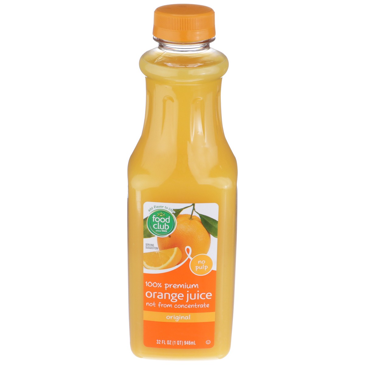 slide 1 of 9, Food Club Original No Pulp 100% Premium Orange Juice - 32 oz, 32 oz