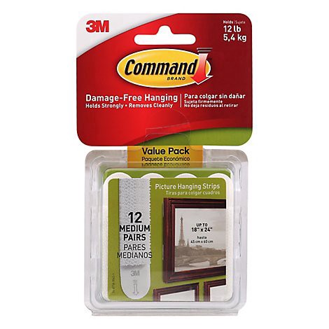slide 1 of 1, 3M Command PiCounture Hanging Strips Medium - 12 Count, 12 ct