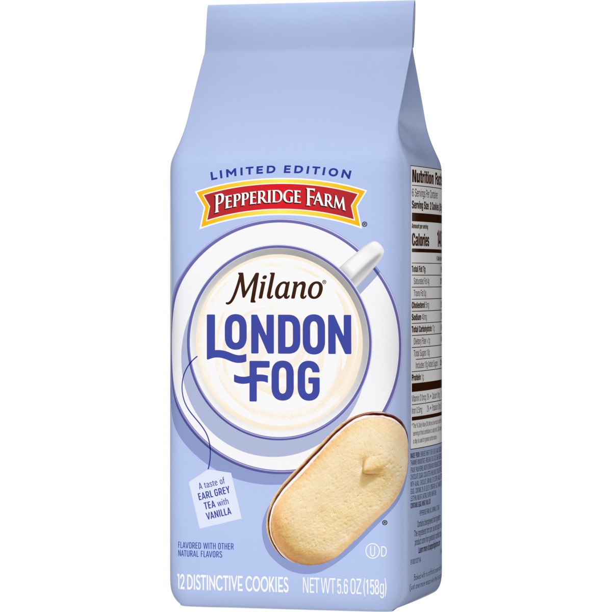 slide 9 of 12, Pepperidge Farm Milano London Fog Earl Grey Flavored Tea Cookies, 5.6 Oz Bag (12 Cookies), 5.6 oz