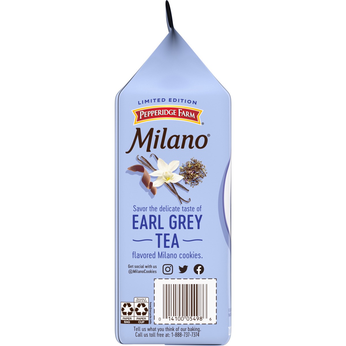 slide 6 of 12, Pepperidge Farm Milano London Fog Earl Grey Flavored Tea Cookies, 5.6 Oz Bag (12 Cookies), 5.6 oz