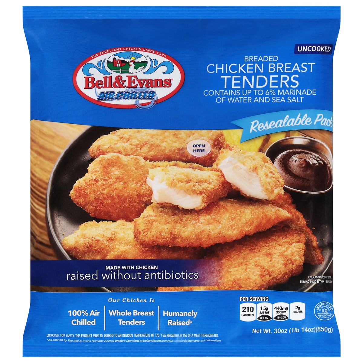 slide 4 of 12, Bell & Evans Uncooked Breaded Chicken Breast Tenders, 30 oz