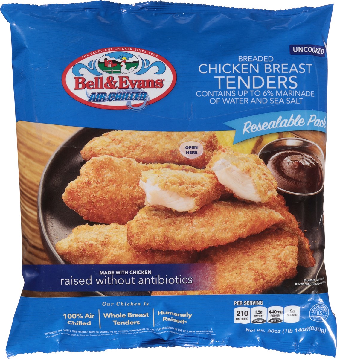 slide 9 of 12, Bell & Evans Uncooked Breaded Chicken Breast Tenders, 30 oz
