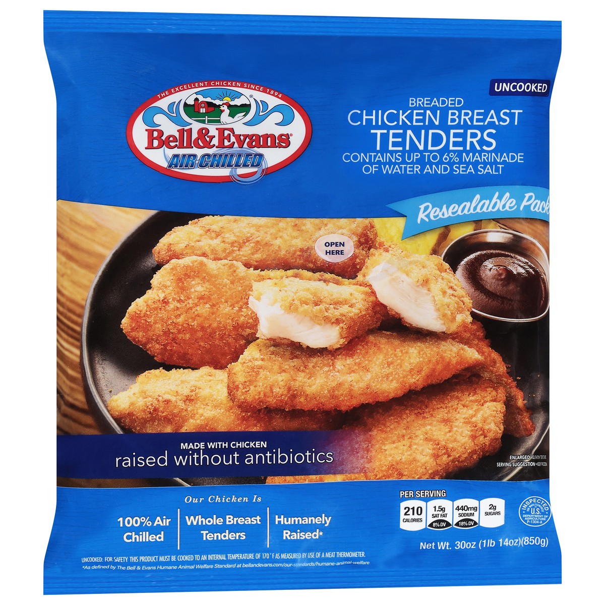 slide 11 of 12, Bell & Evans Uncooked Breaded Chicken Breast Tenders, 30 oz