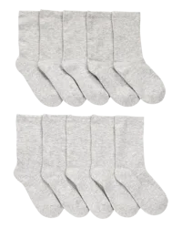 Carter's Kid 10-Pack Crew Socks Grey 8-14