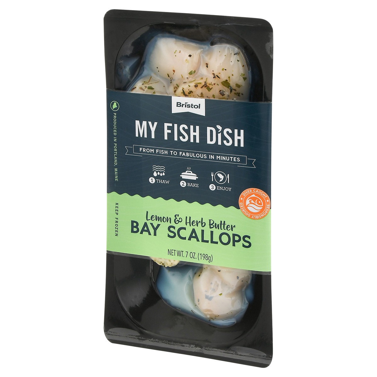 slide 10 of 13, Bristol My Fish Dish Lemon & Herb Butter Bay Scallops 7 oz, 7 oz