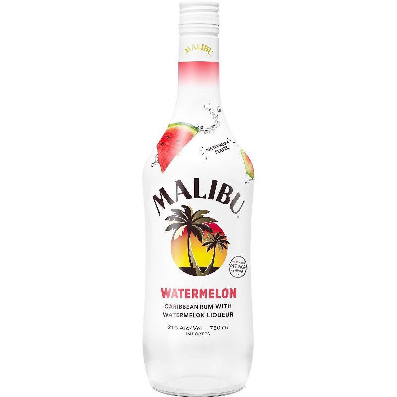 slide 1 of 6, Malibu Flavored Caribbean Rum with Watermelon Liqueur 750mL Bottle, 750 ml