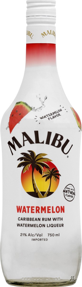 slide 4 of 6, Malibu Flavored Caribbean Rum with Watermelon Liqueur 750mL Bottle, 750 ml