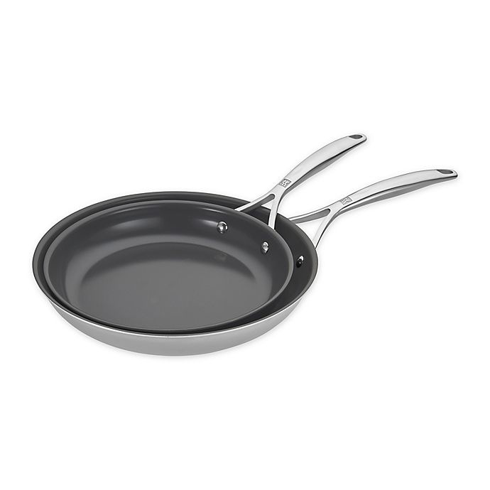 slide 1 of 6, Zwilling J.A. Henckels Energy Plus Nonstick Stainless Steel Fry Pan Set, 2 ct