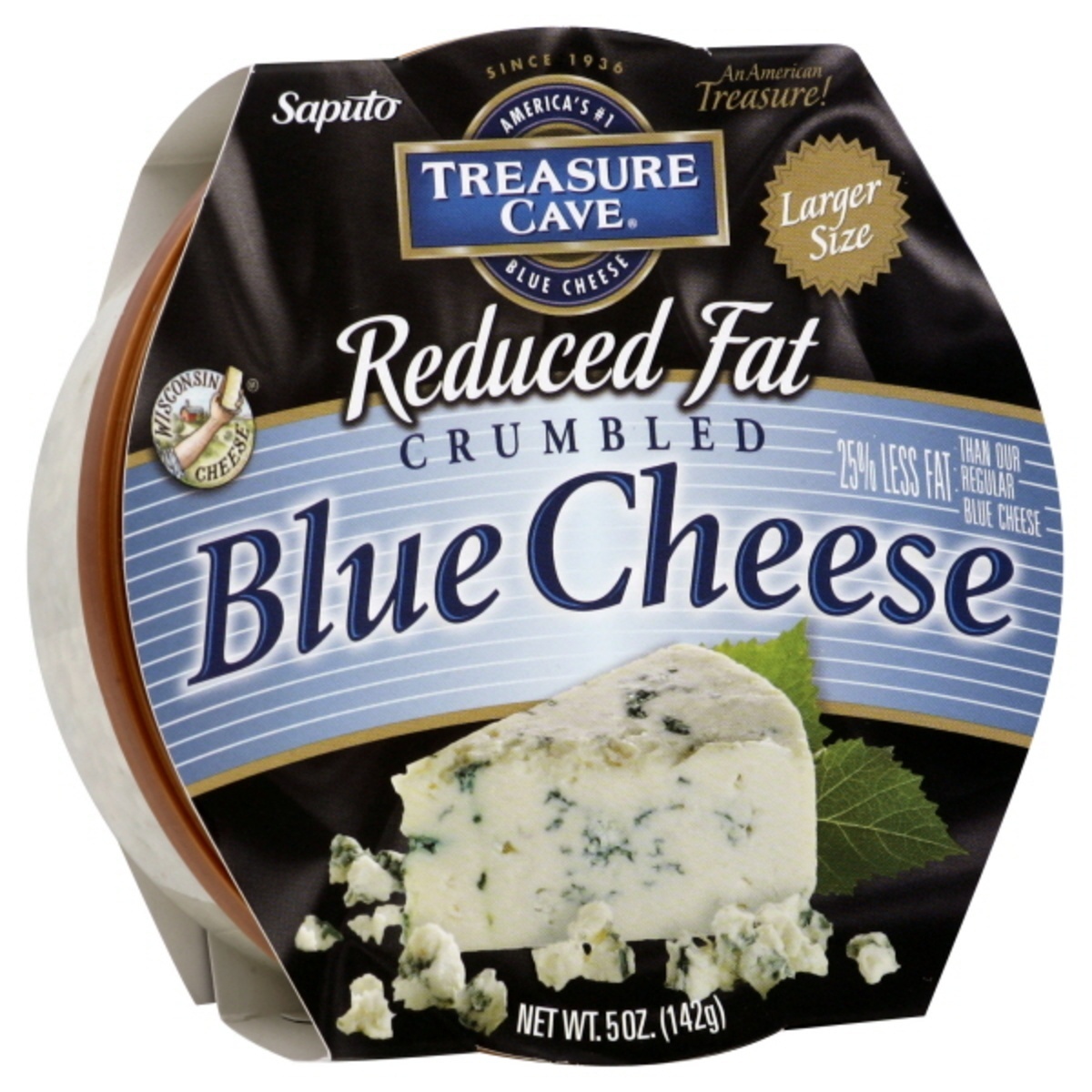 slide 1 of 8, Treasure Cave Reduced Fat Crumbled Blue Cheese, 5 oz