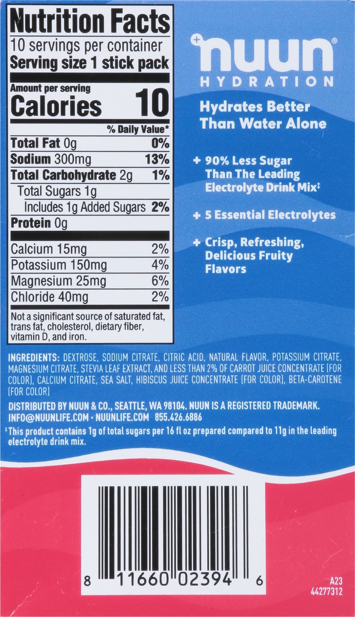 slide 12 of 13, Nuun Sport Hydration Strawberry Kiwi Flavored Electrolyte Powder Drink Mix 10 - 0.19 oz Stick Packs, 10 ct