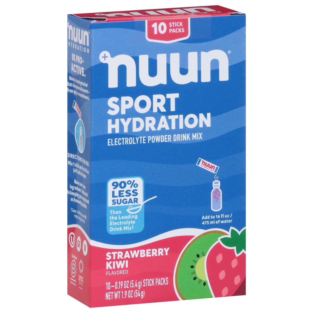 slide 5 of 13, Nuun Sport Hydration Strawberry Kiwi Flavored Electrolyte Powder Drink Mix 10 - 0.19 oz Stick Packs, 10 ct