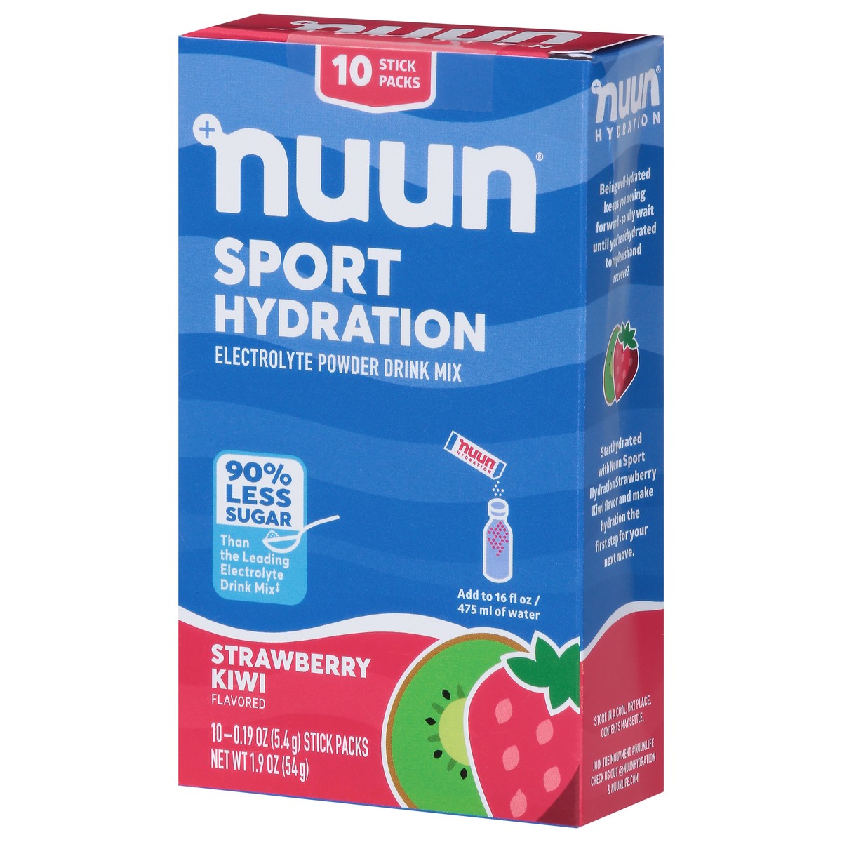 slide 6 of 13, Nuun Sport Hydration Strawberry Kiwi Flavored Electrolyte Powder Drink Mix 10 - 0.19 oz Stick Packs, 10 ct