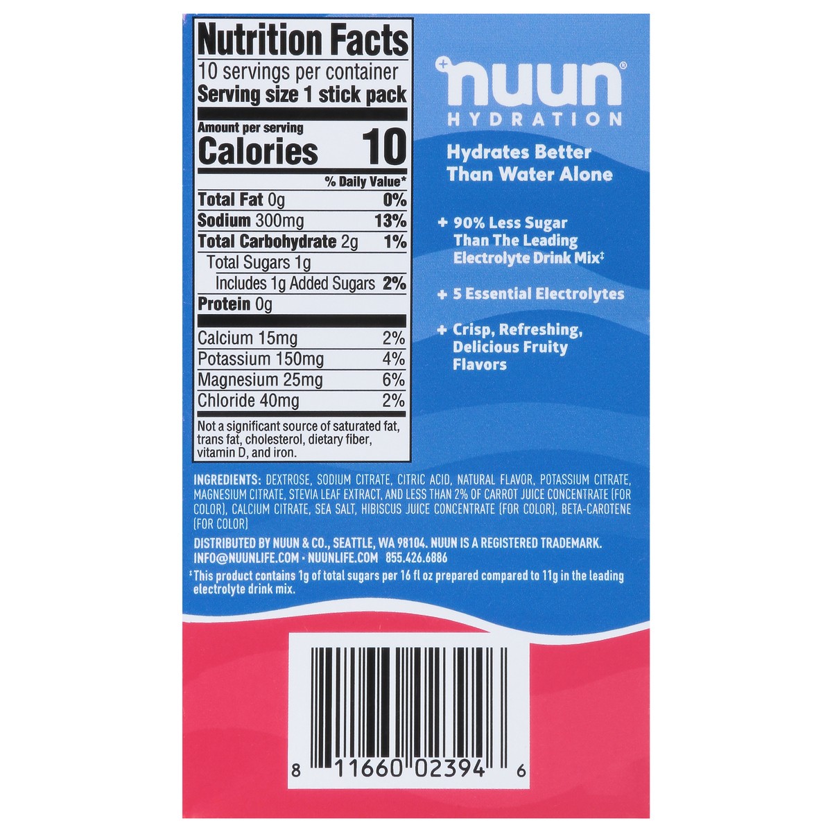 slide 10 of 13, Nuun Sport Hydration Strawberry Kiwi Flavored Electrolyte Powder Drink Mix 10 - 0.19 oz Stick Packs, 10 ct