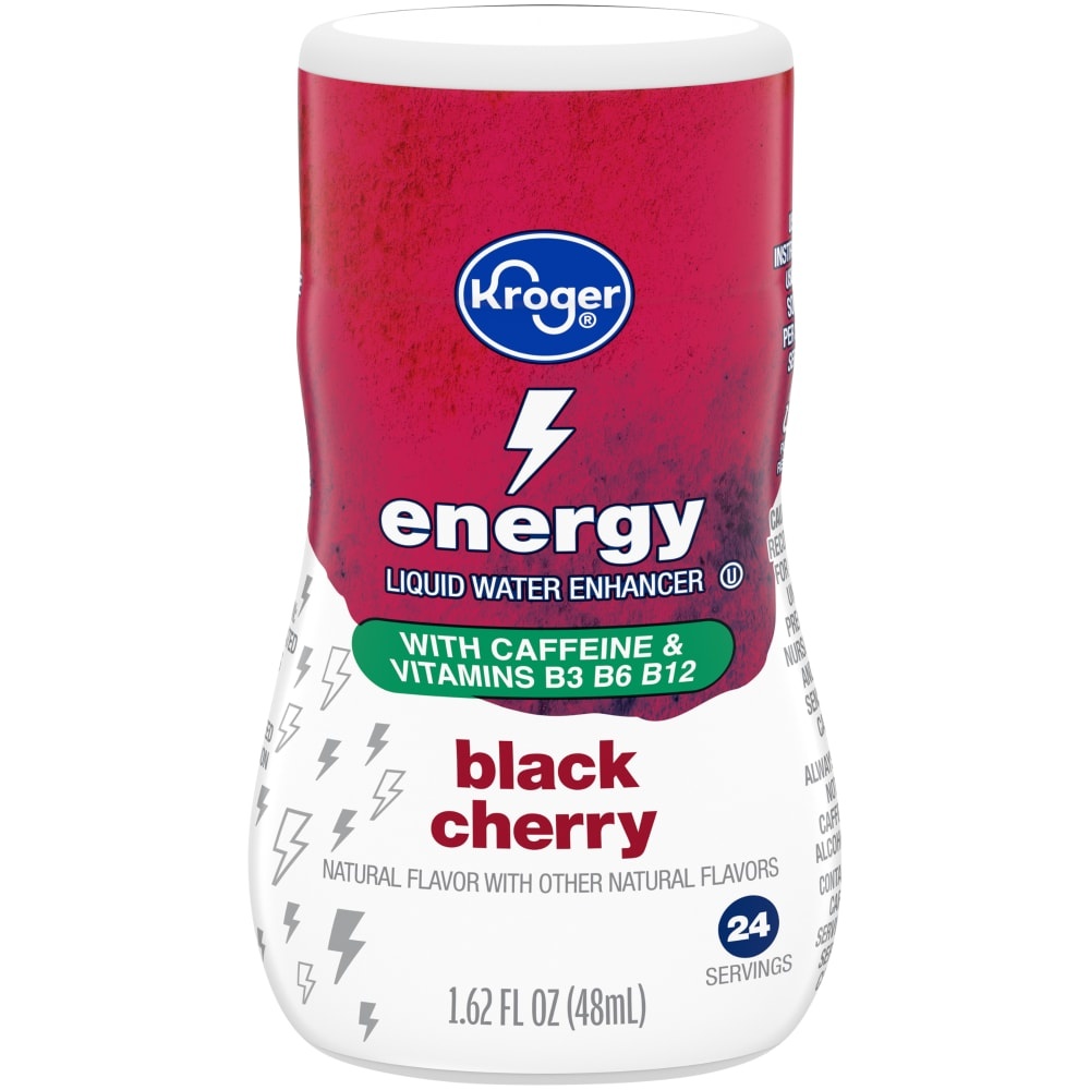 slide 1 of 1, Kroger Black Cherry Energy Liquid Water Enhancer, 1.62 fl oz
