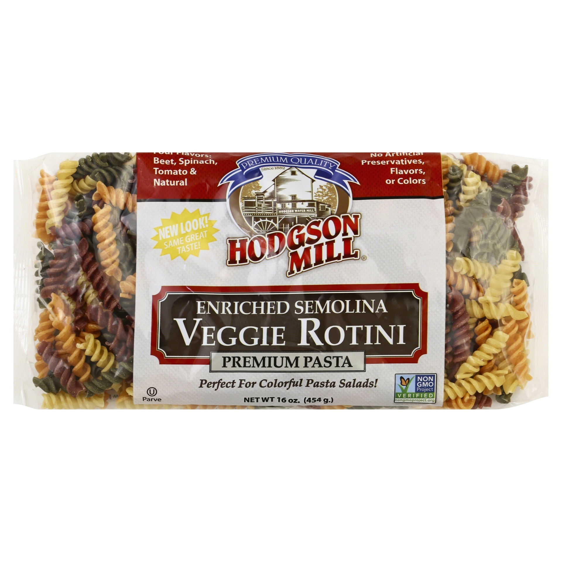 slide 1 of 1, Hodgson Mill Semolina Vegetable Pasta Rotini, 16 oz