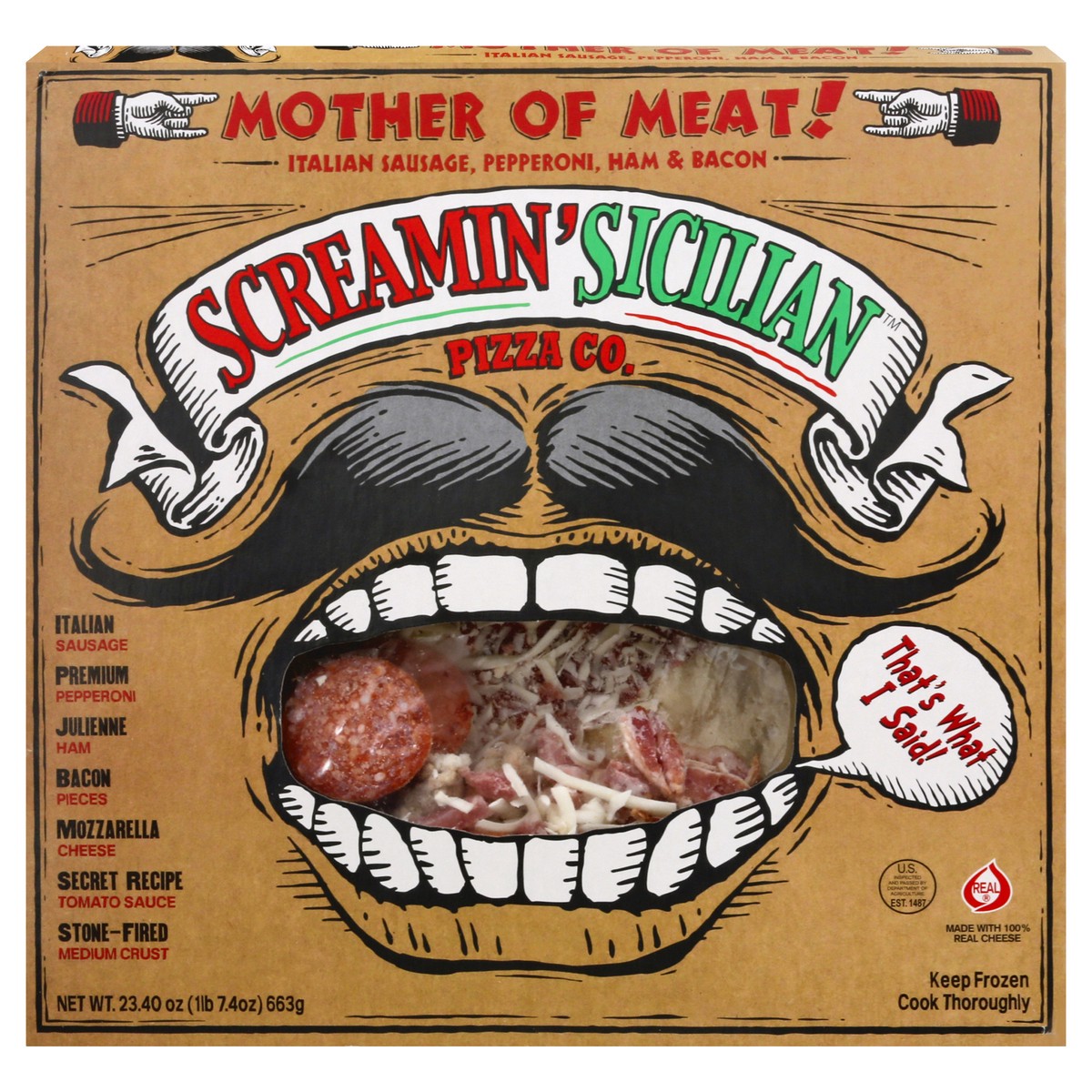 slide 1 of 1, Screamin' Sicilian Mother of Meat Pizza 23.40 oz, 