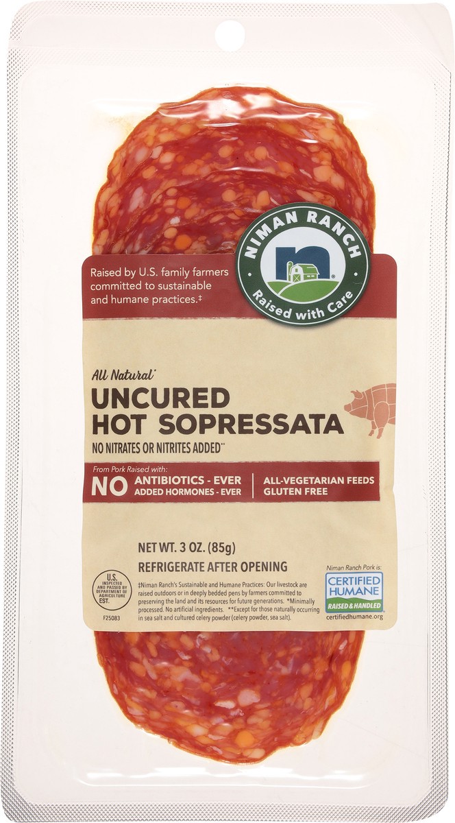 slide 6 of 13, Niman Ranch Uncured Hot Sopressata 3 oz, 3 oz