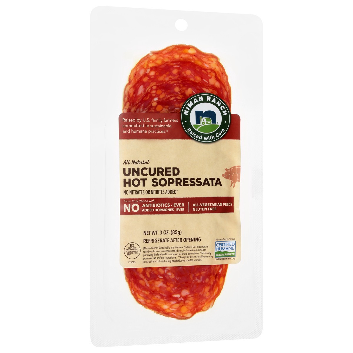 slide 9 of 13, Niman Ranch Uncured Hot Sopressata 3 oz, 3 oz