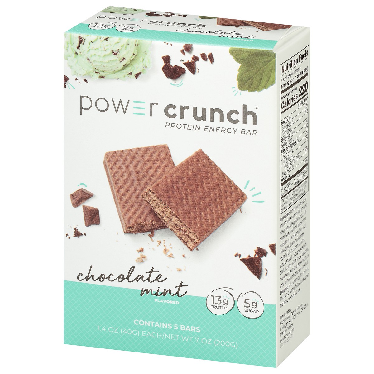 slide 3 of 9, Power Crunch Chocolate Mint Wafer Protein Energy Bar - 5pk, 5 ct