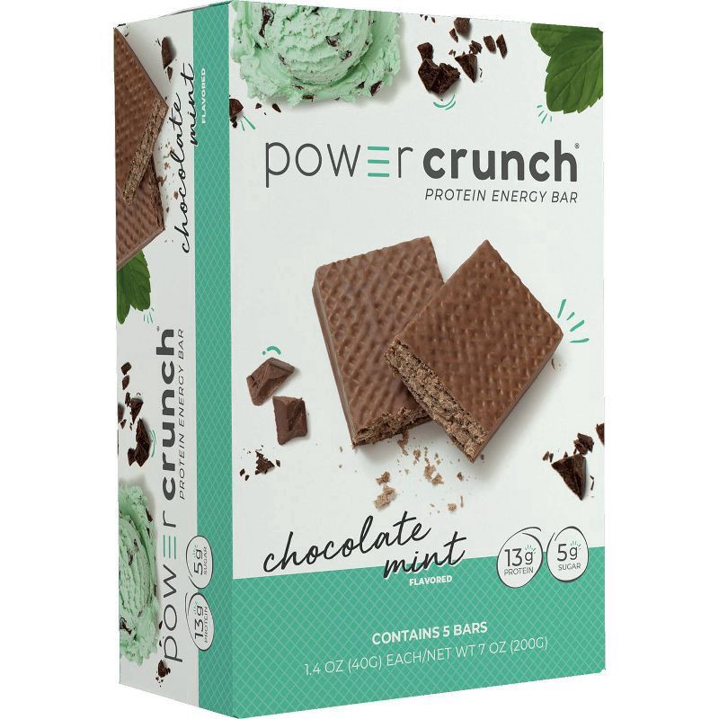 slide 1 of 9, Power Crunch Chocolate Mint Wafer Protein Energy Bar - 5pk, 5 ct