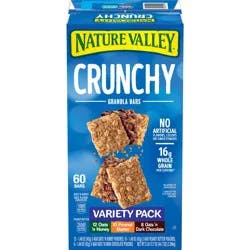 Nature Valley Crunchy Granola Bars, Value Pack, 60 Bars, 44.7 OZ Count (30 Pouches)