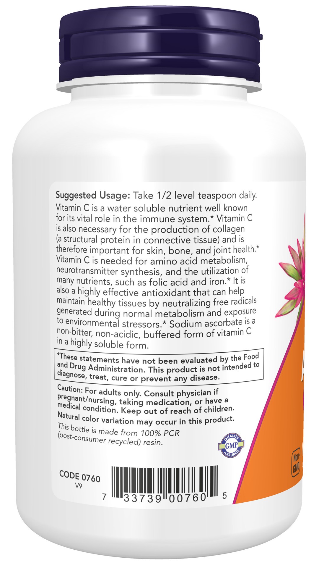 slide 3 of 4, Now Naturals NOW Sodium Ascorbate, 8 oz