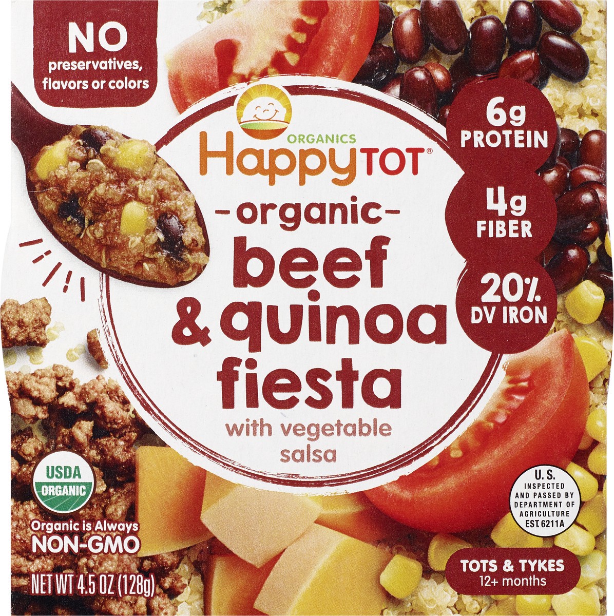 slide 3 of 3, Happy Tot Organics Organic Beef & Quinoa Fiesta with Vegetable Salsa Bowl 4.5 oz UNIT, 4.5 oz