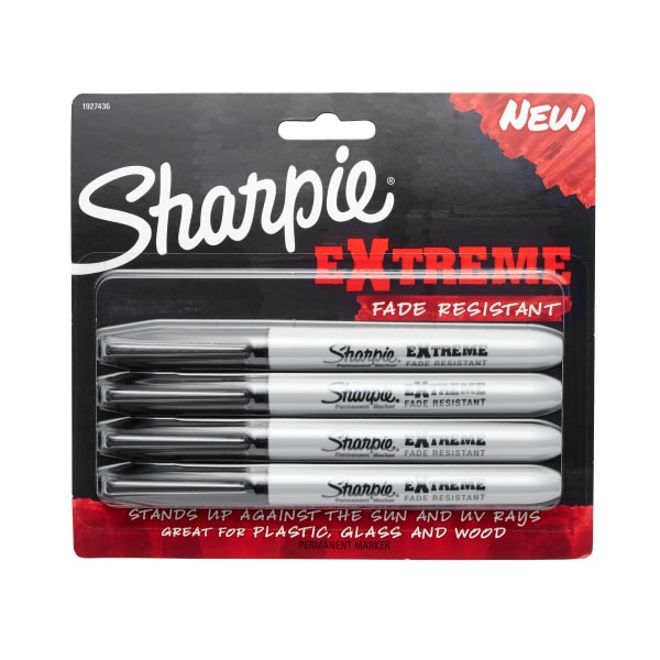 slide 1 of 5, Sharpie Extreme Permanent Markers, Fine Point, Black, Pack Of 4, 4 ct