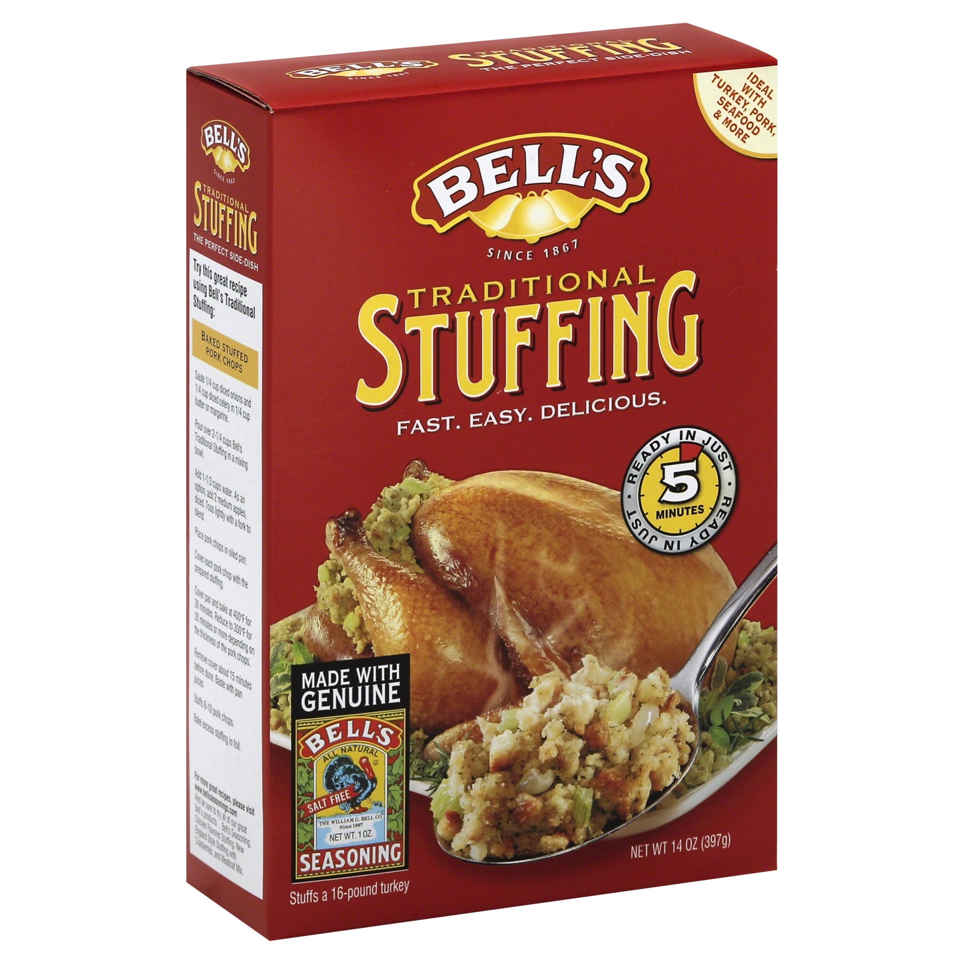 slide 1 of 4, Bell's Bells Traditional Stuffing Mix, 16 oz