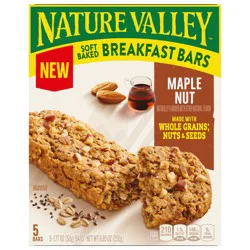 Nature Valley Soft Baked Breakfast Bars, Almond Oat, Morning Snacks, 5 Bars, 8.85 oz