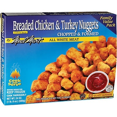 slide 1 of 1, Meal Mart Breaded Chicken Turkey Nuggets Family Pack, 24 oz