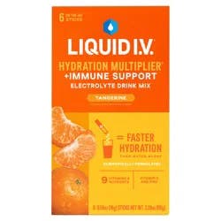 Liquid I.V. Hydration Multiplier +Immune Support - Tangerine - Hydration Powder Packets | Electrolyte Powder Drink Mix | Convenient Single-Serving Sticks | Non-GMO | 6 Sticks