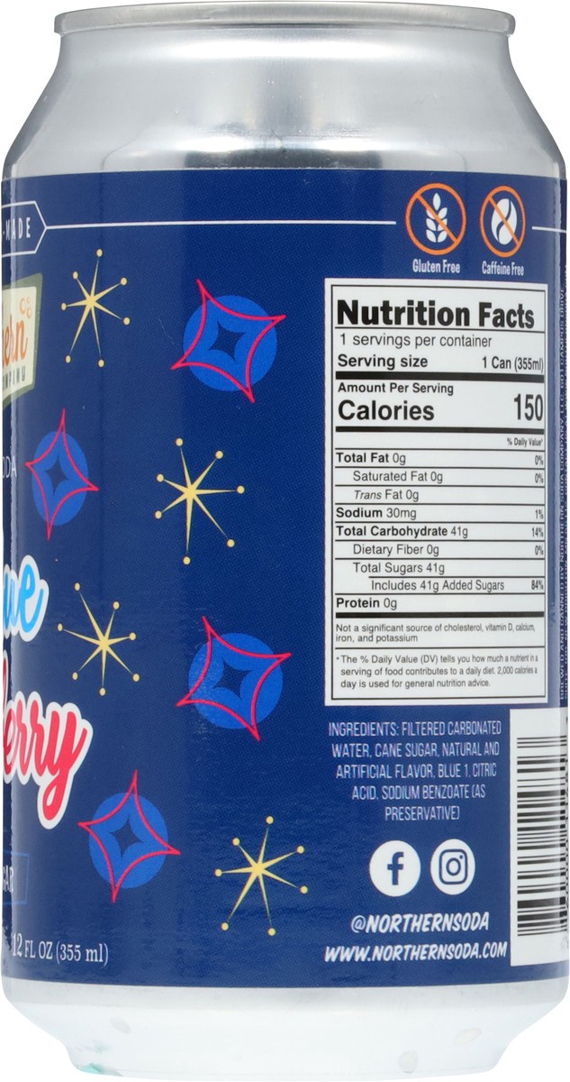 slide 8 of 13, Northern Soda Company Cane Sugar Blue Raspberry Craft Soda 12 fl oz, 