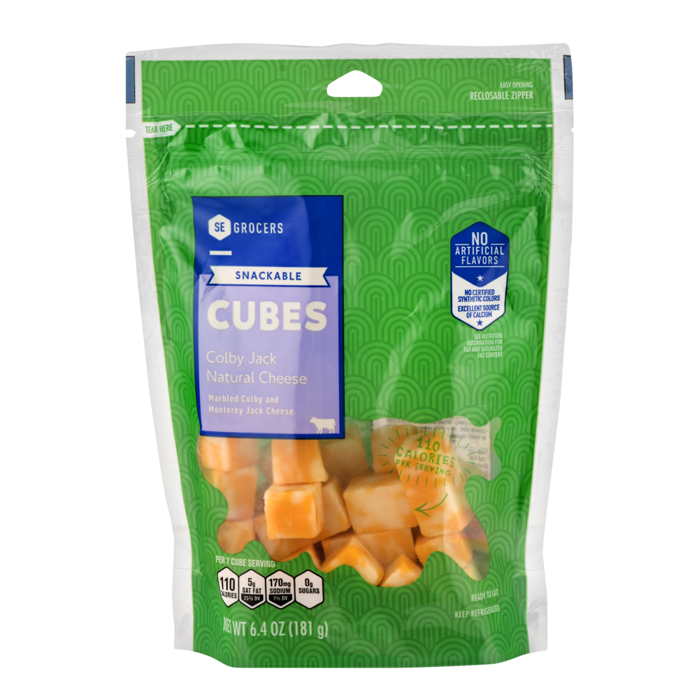 slide 1 of 1, SE Grocers Snackable Cubes Colby Jack Natural Cheese, 6.4 oz